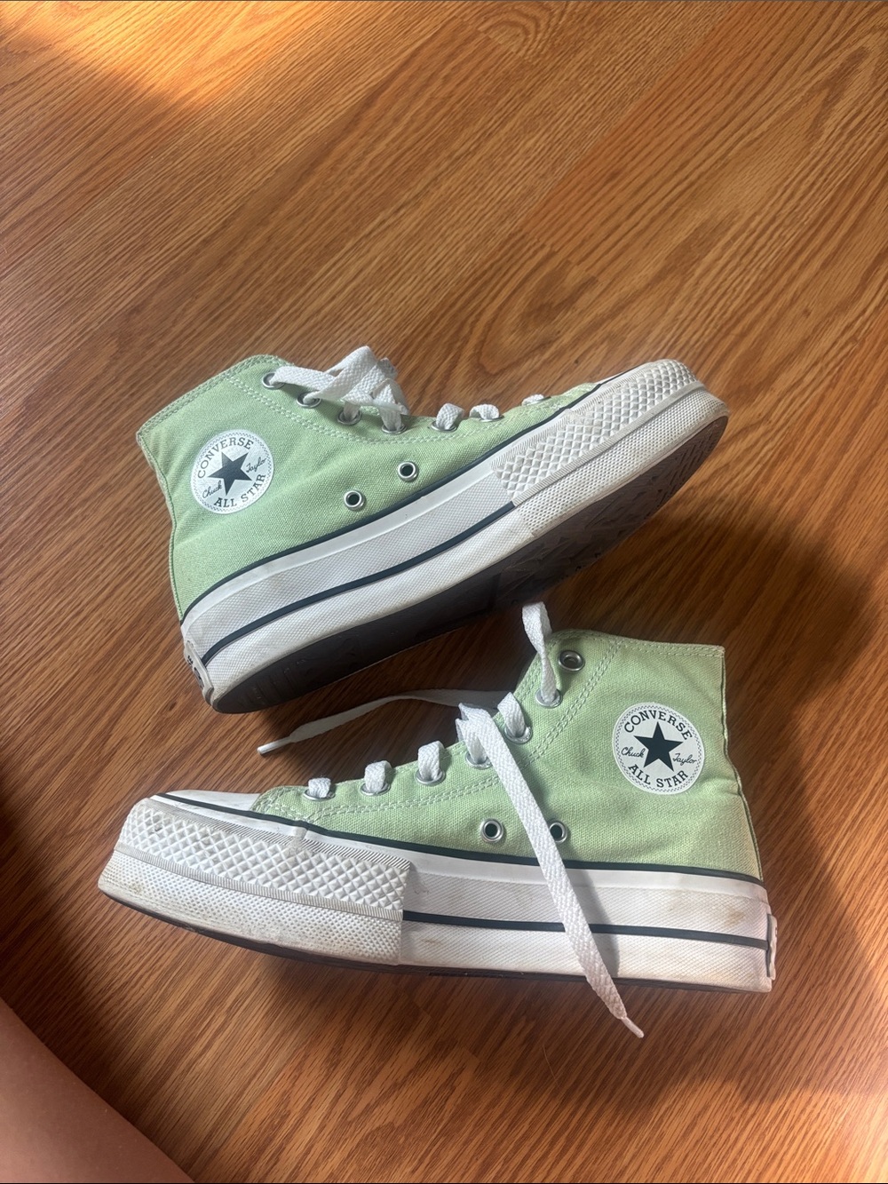 Converse High Top Sneakers in Mint Green with White Trim - Picture 2 of 5